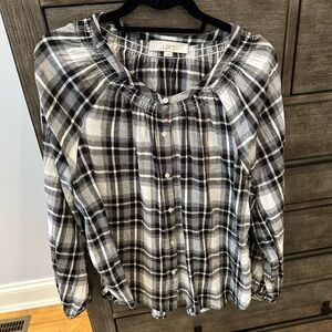 Black and White Plaid. Sz Lg long sleeve. NWOT.